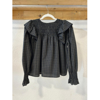 BLUSA DE VOLANTES Y NIDO DE ABEJA