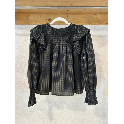 BLUSA DE VOLANTES Y NIDO DE ABEJA