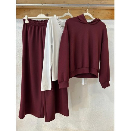 SUDADERA BURDEOS CON CAPUCHA