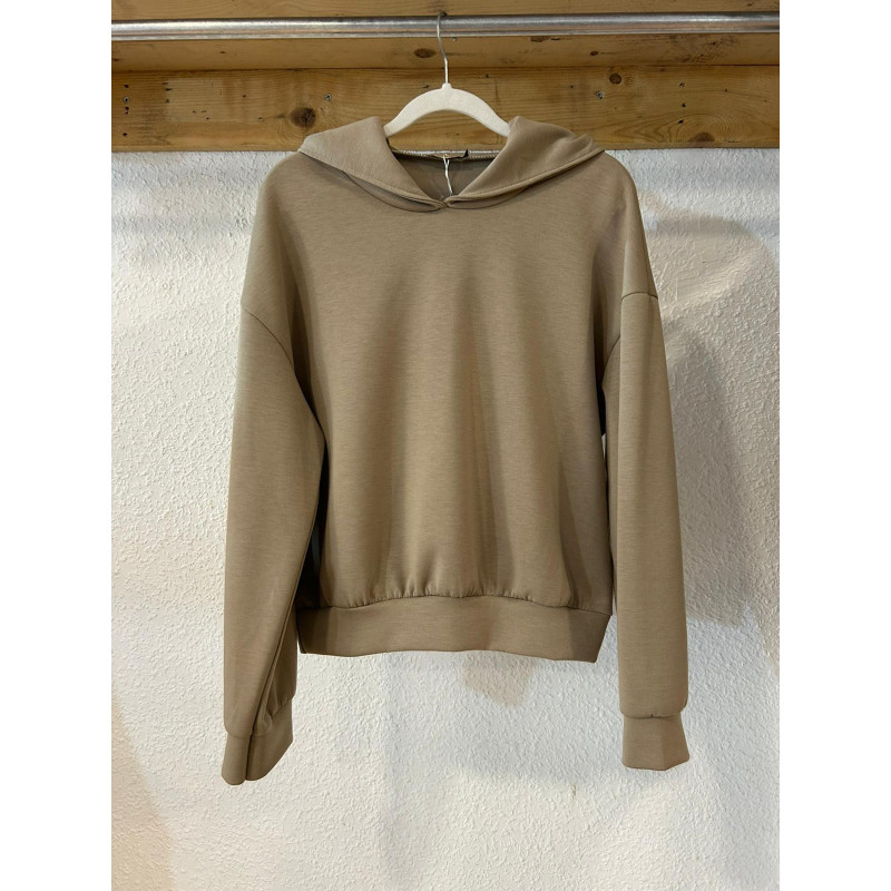 SUDADERA BEIGE CON CAPUCHA