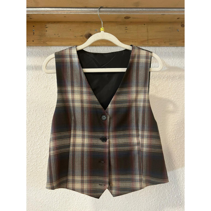 CHALECO CUADROS AZUL