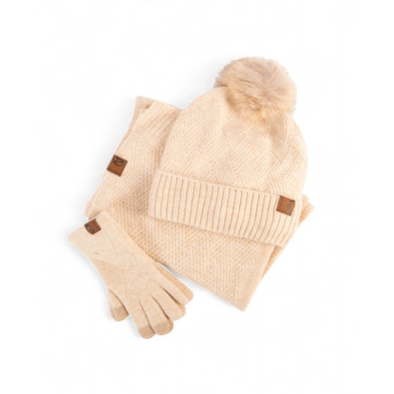 PACK GORRO, GUANTES Y BUFANDA NUDE
