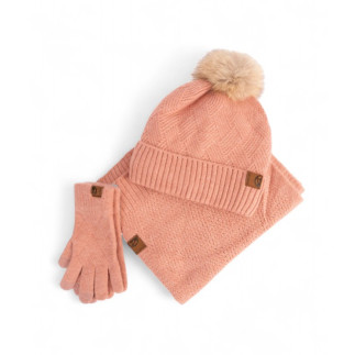 PACK GORRO, GUANTES Y BUFANDA ROSA