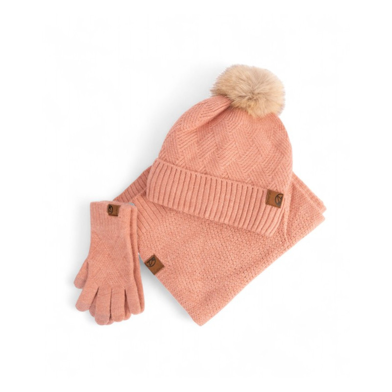 PACK GORRO, GUANTES Y BUFANDA ROSA