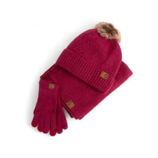 PACK GORRO, GUANTES Y BUFANDA BORDO