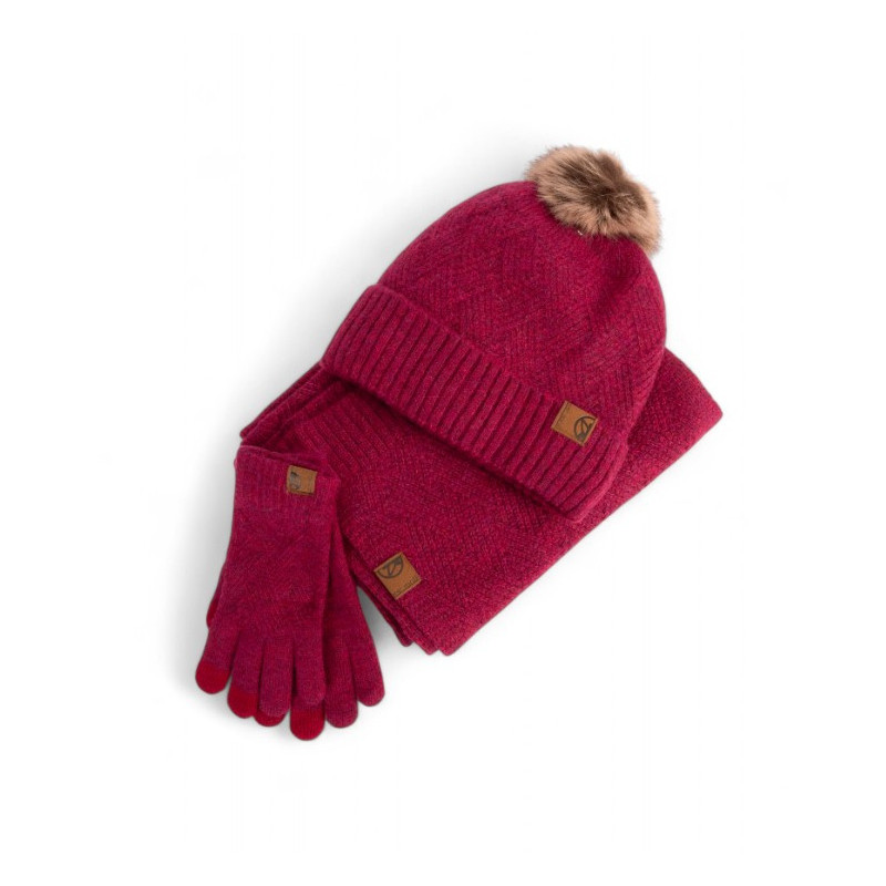 PACK GORRO, GUANTES Y BUFANDA BORDO