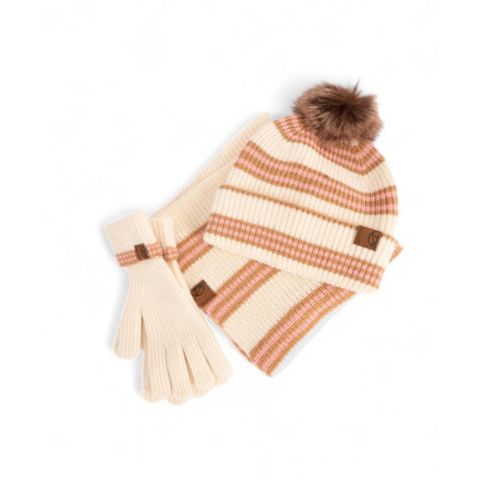 PACK GORRO, GUANTES Y CUELLO ROSA