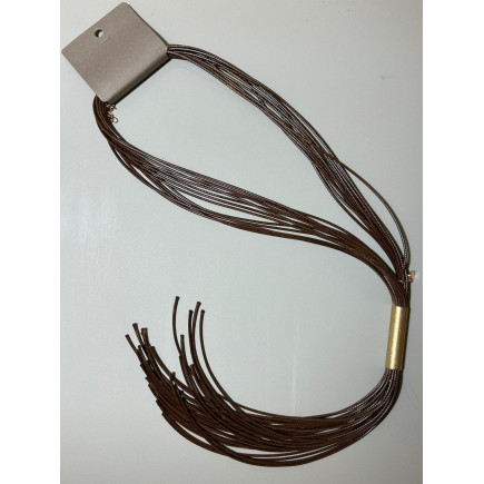 COLLAR CORBATA CUERO MARRON