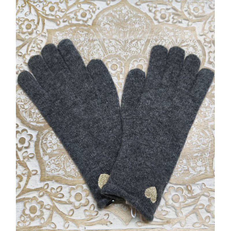 GUANTES GRISES CORAZÓN