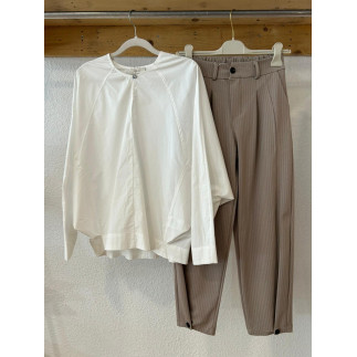 PANTALÓN GLOBO BEIGE RAYA
