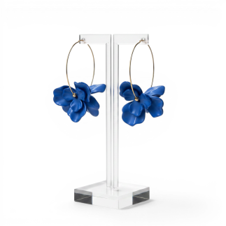 PENDIENTE DOBLE FLOR AZUL