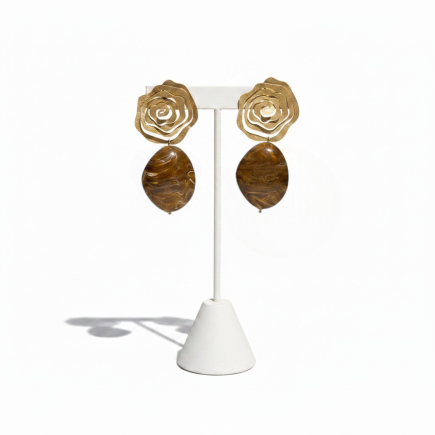 PENDIENTE ESPIRAL MARRON