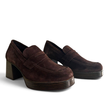 MOCASÍN TACÓN BLOCK CHOCO
