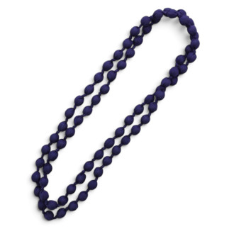 COLLAR LARGO BOLAS DE TELA AZUL MARINO