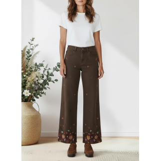 PANTALÓN CON FLORES BORDADAS