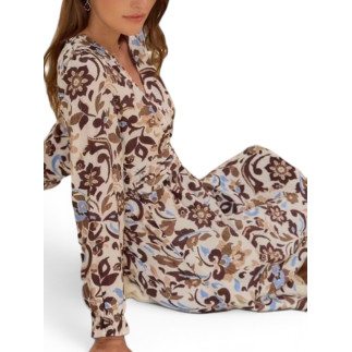 Vestido corto estampado beige y marrón | COCCO