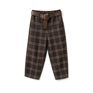 Pantalón barrel marrón de cuadros talla única | COCCO