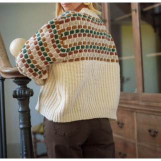 Pull oversize beige de lana con estampado | COCCO