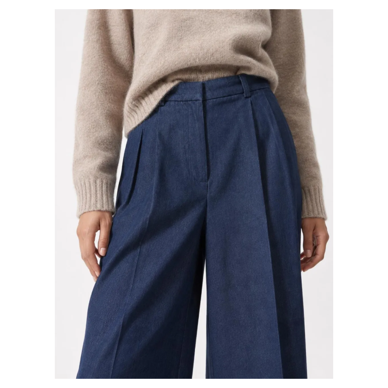 Pantalón vaquero pirata wide leg azul | COCCO