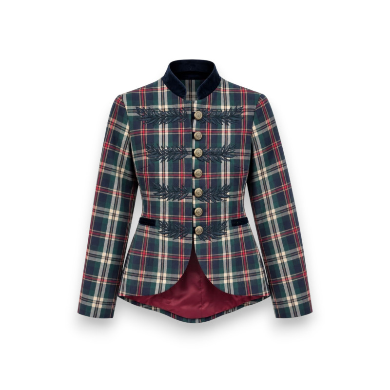 CHAQUETA DE CUADROS CON BORDADOS