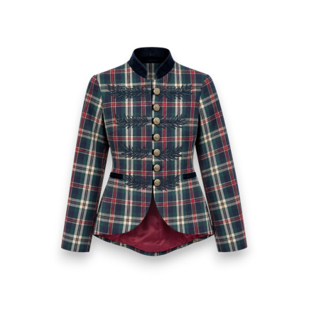 CHAQUETA DE CUADROS CON BORDADOS