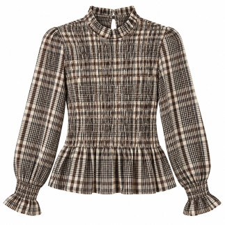 BLUSA DE CUADROS CON CUERPO FRUNCIDO | COCCO