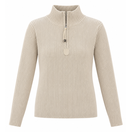 JERSEY CANALÉ CON CREMALLERA BEIGE