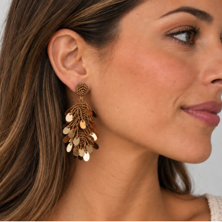 PENDIENTES MULTITIRAS DORADO