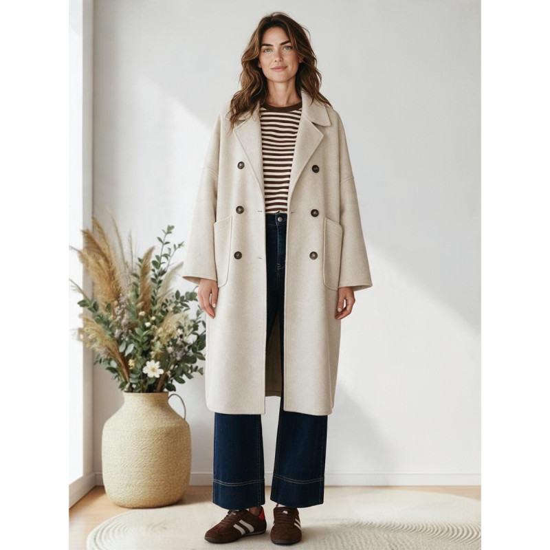 Abrigo de paño oversize de mujer | COCCO